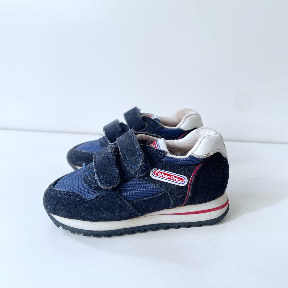Vintage Fisher-Price Navy Blue Suede Kids Shoes Size 6 Made in Korea Strap